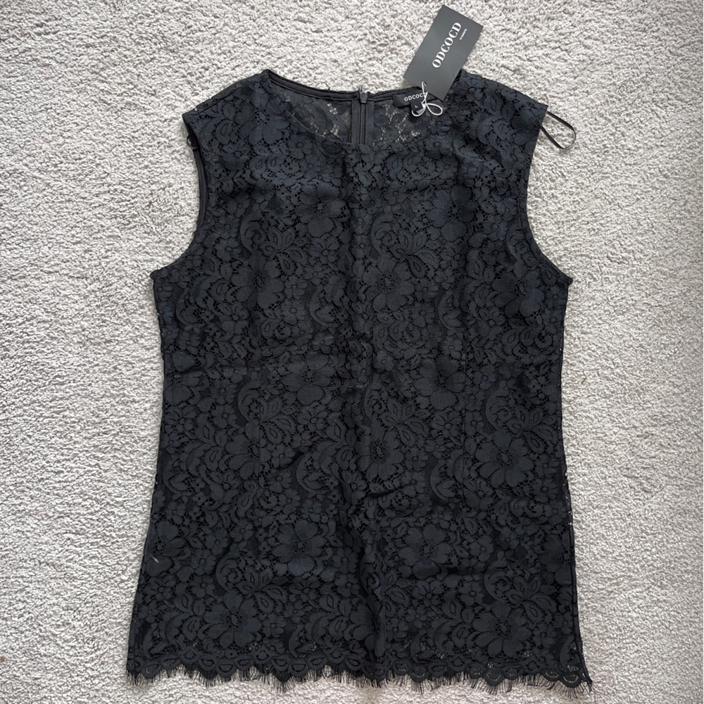 NWT Black Lace Floral Sleeveless Top